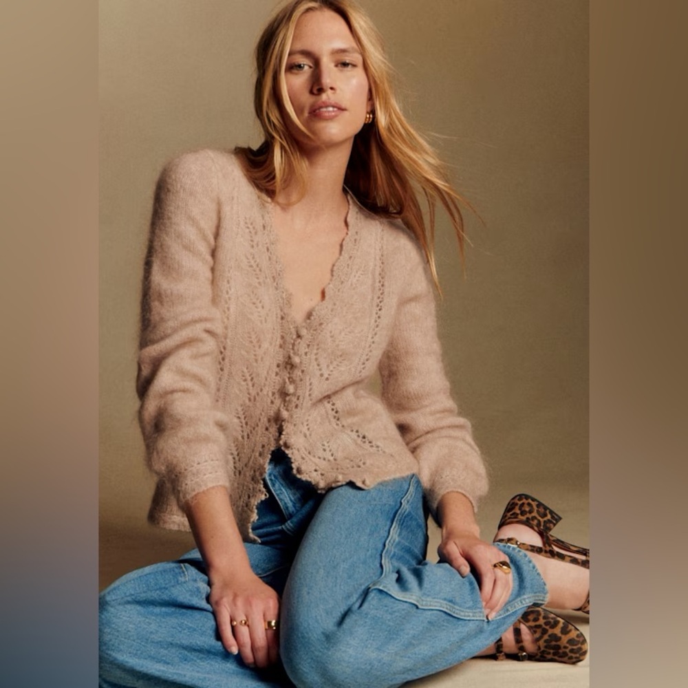 Sezane Angelo Cardigan in Light Beige